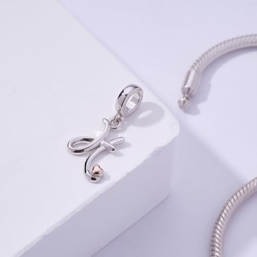 Letter Charms for Pandora Bracelets 925 Sterling Silver Alphabet Initial Charms Bead Jewelry Gift for Women - style: Initial H