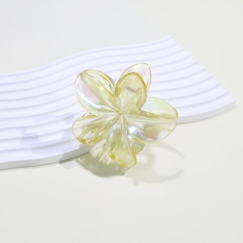 5 Pack Flower Hair Claw Clips for Women Hawaiian Plumeria Claw Clip (Laser) | Strong Hold Nonslip Large Hair Clip for Beach Holiday Thick Thin Hair Accessories - color: Laser