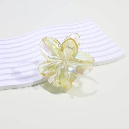 5 Pack Flower Hair Claw Clips for Women Hawaiian Plumeria Claw Clip (Laser) | Strong Hold Nonslip Large Hair Clip for Beach Holiday Thick Thin Hair Accessories - color: Laser