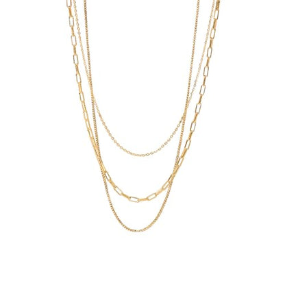 Layered Gold Necklaces for Women14K Gold Planted Non Tarnish | Cuban, Herringbone,Figaro,Paperclip Chain Layering Stack Choker Necklace , Trendy Jewelry Gift for Women - color: G