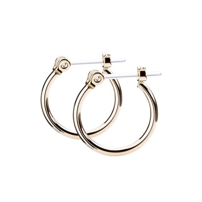 LOKUMI Resin Post Hoop Earrings | Hypoallergenic & Nickel-Free | Made in Japan | Available in 6 sizes and 3 finishes: Silver, 24K Gold, and Pink Gold - color: 15mm 24K gold plated