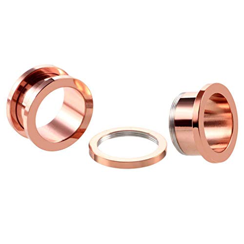 36pcs Ear Stretching Kit 14G-00G Surgical Steel Tapers Tunnels Gauges Set for Starter Women Men Expanders Body Piercing Jewelry… - color: Rose Goldtone