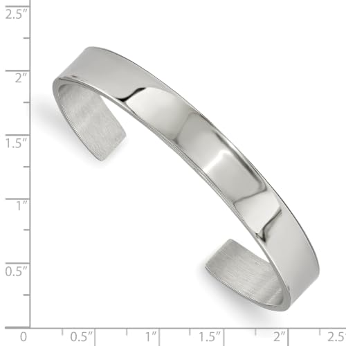 Chisel Polished Cuff Bangle in Stainless Steel, 9mm