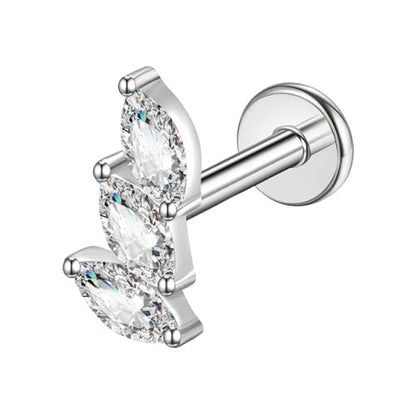 G23 Titanium Flat Back Earrings Studs 16g F136 Implant Grade Titanium Labrets Press Fit Threadless Push In Dainty Cartilage Helix Conch Lobe Lip Tragus Piercing Jewelry - style: 1pcs 3eye Clear