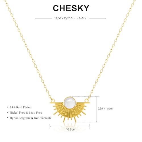 CHESKY Layered Necklaces for Women Trendy, Dainty 14k Gold Plated Pendant Necklace Layering Necklace for Women Non Tarnish Hypoallergenic Sun Gold Necklace Stack Gold Jewelry for Women Gifts - style: Sun-TE