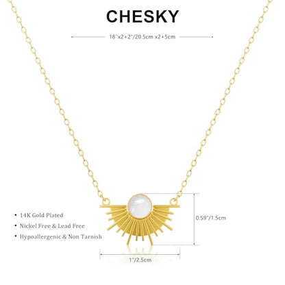 CHESKY Layered Necklaces for Women Trendy, Dainty 14k Gold Plated Pendant Necklace Layering Necklace for Women Non Tarnish Hypoallergenic Sun Gold Necklace Stack Gold Jewelry for Women Gifts - style: Sun-TE