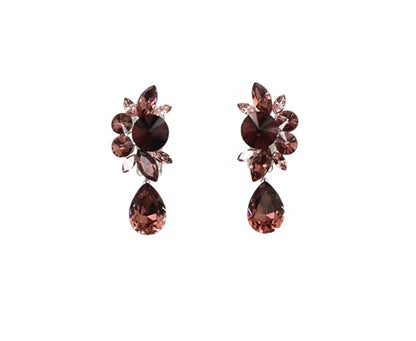 Faship Statement Dangling Floral Clip On Earrings For Women - color: Burgundy