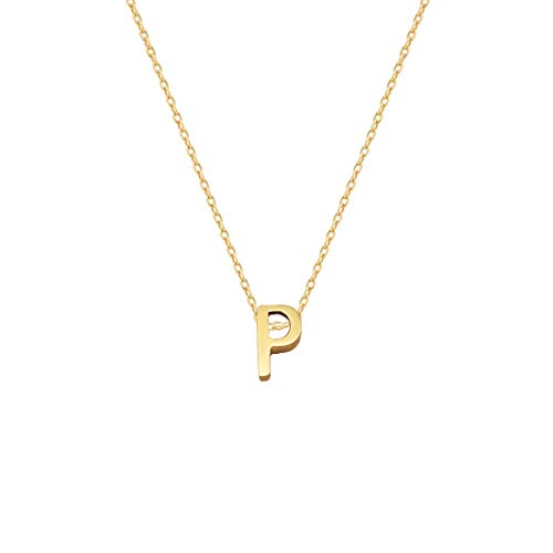Small Initial Necklace 18K Gold Plated Stainless Steel Tiny Letter Necklace Personalized Monogram Name Necklace for Women - style: Gold P