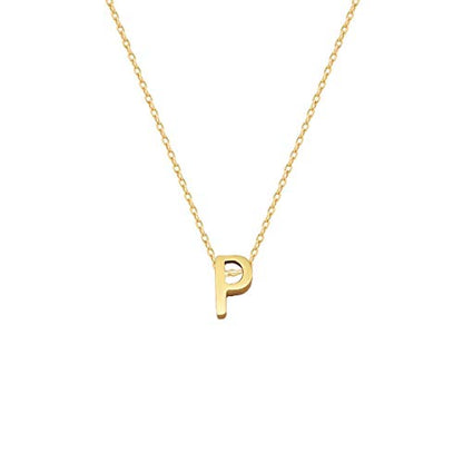 Small Initial Necklace 18K Gold Plated Stainless Steel Tiny Letter Necklace Personalized Monogram Name Necklace for Women - style: Gold P