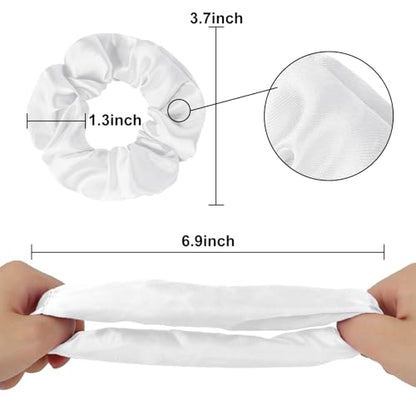 16 Pcs Satin White Scrunchies Bridesmaid Proposal Gifts Hair Ties Scrunchies for Women Girls Bachelorette Party Favors (white) - color: white