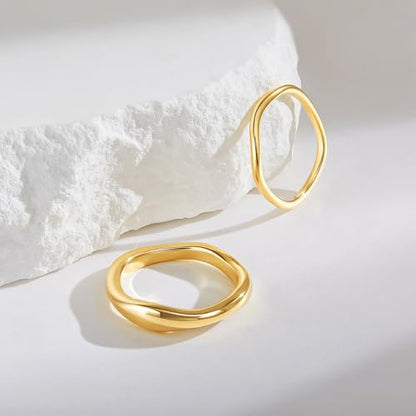 Cicy Bell Stackable Rings for Women 18K Gold Plated Non Tarnish Ring Set | Dainty Cubic Zirconia,Promise Wedding Engagement Rings, Statement Thin Rings,Trendy Jewelry Gifts - color: Gold-Style D, size: 6
