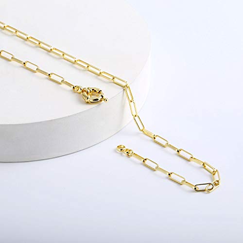 Lock Necklace for Women Paperclip Link Chain Padlock Necklace Non-Tarnish - color: Gold - 17 Inches Chain Necklace
