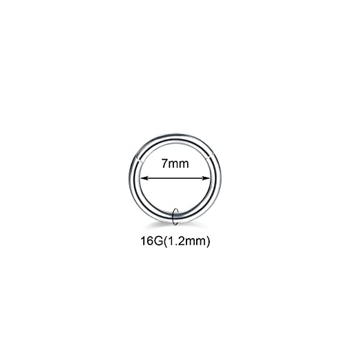 Aumeo 14G 16G 18G 20G Nose Ring Hoop Stainless Steel Hinged Segment Rings Hoops Nose Clicker Ring Tragus Helix Cartilage Daith Rook Earring Piercing Jewelry for Women Men - style: 5pcs 16g 7mm Mixed Colors