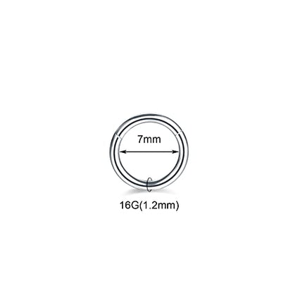 Aumeo 14G 16G 18G 20G Nose Ring Hoop Stainless Steel Hinged Segment Rings Hoops Nose Clicker Ring Tragus Helix Cartilage Daith Rook Earring Piercing Jewelry for Women Men - style: 5pcs 16g 7mm Mixed Colors
