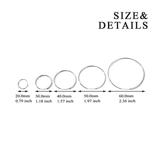 YFN Hoop Earrings Sterling Silver Polished Round Circle Endless Earrings Diameter 20,30,40,50,60,70,80mm - style: Diameter 30mm Medium Hoop Earrings