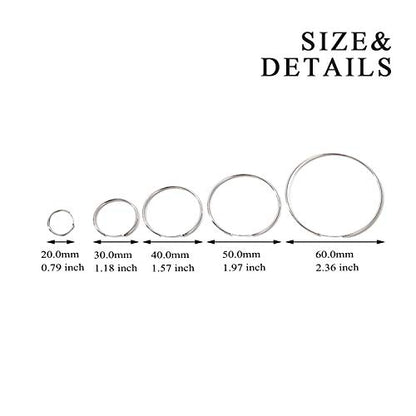 YFN Hoop Earrings Sterling Silver Polished Round Circle Endless Earrings Diameter 20,30,40,50,60,70,80mm - style: Diameter 30mm Medium Hoop Earrings
