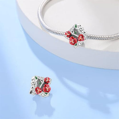 KUNSIR Charms Beads fits Pandora Charm bracelets for Woman 925 Sterling Silver Dangle Pendant Bead Jewelry Beads Gifts Happy Birthday Charms for Women Bracelet&Necklace - style: Dark Rose Beads