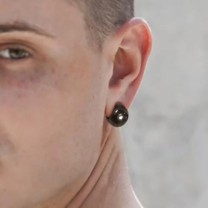 1 pair 9g ear weight Classic Spheres, Hypoallergenic 316 Stainless Steel Ear Weights Plugs Tunnels Gauges for Ear Body Jewelry Women Men - color: Black for Ear Lobe in 12mm+ (1/2") or Large