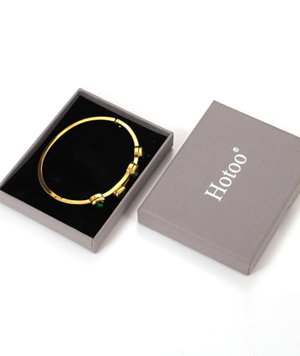hotoo Gold Plated Bangle Bracelet for Women - style: Green Zircon Heart