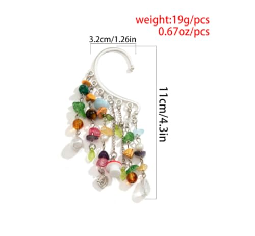Elf Ear Cuff Colorful Tassel Single Left Non Piercing Earring for Women