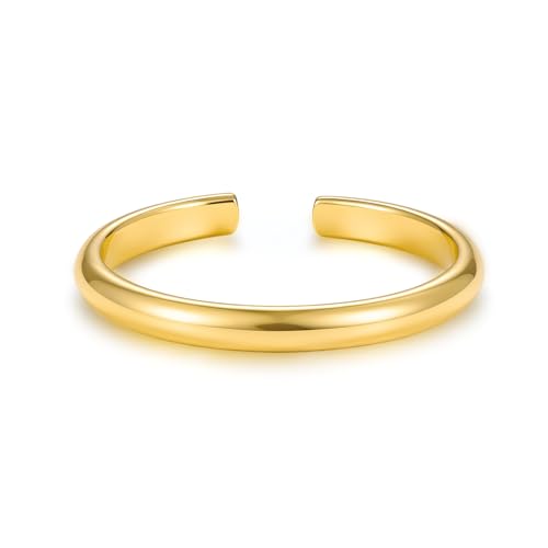 BORUO Toe Rings - 925 Sterling Silver Band Ring - Waterproof 14K Gold Plated Toe Rings - Sterling Silver Rings for Women, 2 mm, 3mm, 4mm - color: Waterproof Toe Rings Stainless Steel Gold 2mm