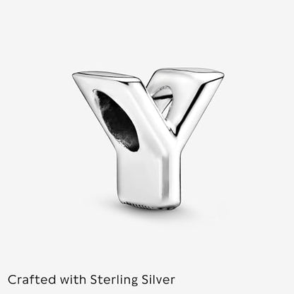 Pandora Alphabet Charm - Compatible Moments - Gift for Her - Made with Sterling Silver - with Gift Box - style: Letter Y