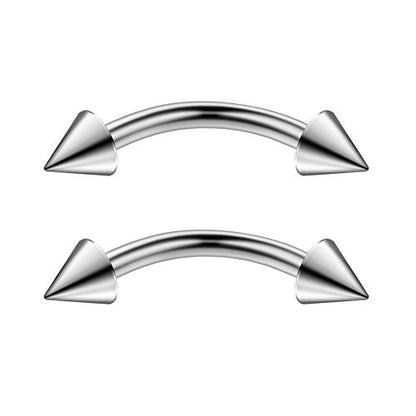 8PCS Assorted Colors Stainless Steel Body Jewelry Ball Eyebrow Ear Navel Belly Lip Piercing Bar Ring 16G 8mm - style: Eyebow Ring with Spikes