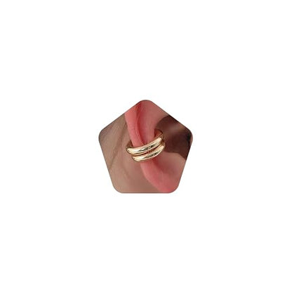 Chunky Ear Cuff Earrings, Asymmetric No Piercing Earring for Women Dainty Clip on Cartilage Ear Cuffs Fake Earrings Jewelry - color: A1-2Pcs C-Shape Gold