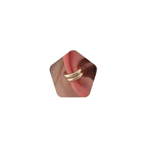 Chunky Ear Cuff Earrings, Asymmetric No Piercing Earring for Women Dainty Clip on Cartilage Ear Cuffs Fake Earrings Jewelry - color: A1-2Pcs C-Shape Gold