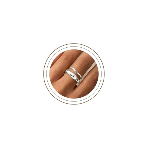 Gold Rings for Women Men Non Tarnish, Waterproof Chunky 14K Gold Plated Dainty Stackable Rings Trendy Statement Pinky Thumb Rings Engagement Eternity Wedding Band Ring Stacking Gold Jewelry Size 3 4 5 6 7 8 9 10 11 - color: Silver, size: 10