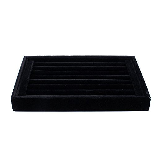 7 Slots Velvet Ring Earrings Studs Tray Showcase Display Jewelry Organizer Insert Tray for Accessory Storage