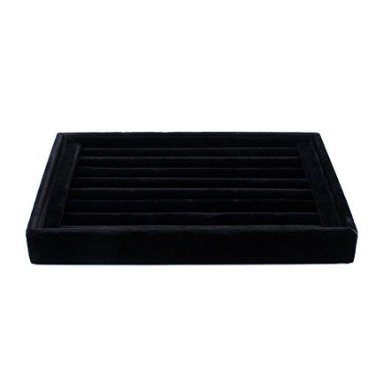 7 Slots Velvet Ring Earrings Studs Tray Showcase Display Jewelry Organizer Insert Tray for Accessory Storage