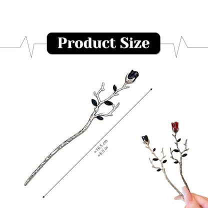 4 Pcs Rose Metal Hair Sticks Exquisite Flower Metal French Hair Pin for Women Styling Accessories, Wedding and Party Headpieces