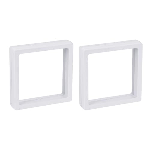 MECCANIXITY Floating Frame Display Holder Stand 3D Jewelry Display Boxs 3.54 x 3.54 x 0.79 Inch White for Ring Necklace Bracelet Earring Pack of 2 - color: White, size: 3.54 x 3.54 x 0.79 inch