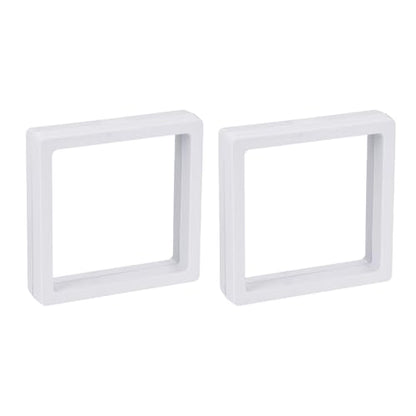 MECCANIXITY Floating Frame Display Holder Stand 3D Jewelry Display Boxs 3.54 x 3.54 x 0.79 Inch White for Ring Necklace Bracelet Earring Pack of 2 - color: White, size: 3.54 x 3.54 x 0.79 inch