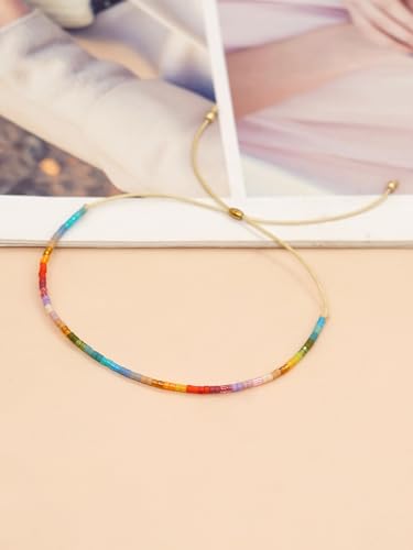 Adjustable Miyuki Beaded Bracelet for Women, Double Row Miyuki Beads | Miyuki beads, adjustable fit, braided construction, double-row design, party styling, bracelet jewelry for casual styling - color: colors05