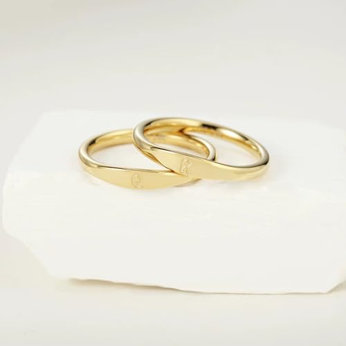 Gold Initial Rings for Women Non Tarnish Thumb Rings for Teen Girls 14K Gold plated for Women - color: R