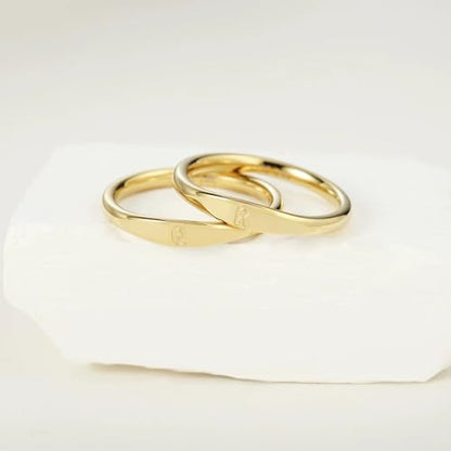 Gold Initial Rings for Women Non Tarnish Thumb Rings for Teen Girls 14K Gold plated for Women - color: R