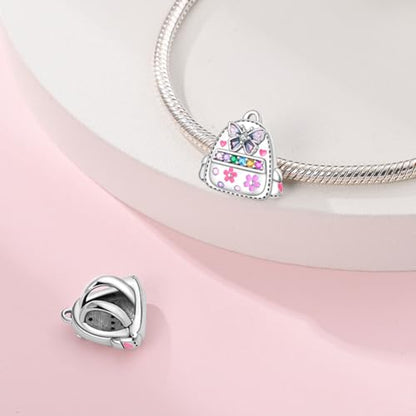LNQOBU 925 Sterling Silver Charms for Bracelets Necklaces,5A Cubic Zirconias Evil Eye Dangle Beads Charms Jewelry Gift for Women (With one Spacer Beads Charms) - style: Adventure Backpack Beads
