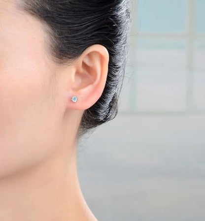1 Pair Adabele Authentic Sterling Silver Birthstone Stud Earrings 4mm/0.25 Carat Tiny Cubic Zirconia Imitation Diamond Gemstone Hypoallergenic Nickel Free Tarnish Resistant Women Men Jewelry - color: March