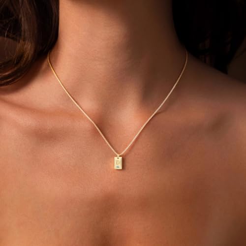 Initial Necklace for Women, Dainty 14K Letter Gold Necklace Choker Name Necklaces Simple custom Initial Necklaces for women Personalized gold Jewelry Gift - color: D