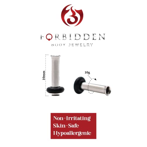 Forbidden Body Jewelry 12G-1 Inch Surgical Steel Single Flared Tunnel Plugs Plus O-Ring, Choose Pcs/Gauge - style: 2pcs: 2.4mm (10GA)