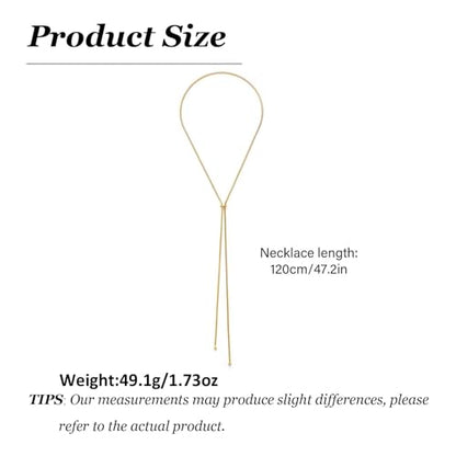 Frodete Gold Lariat Necklace for Women Long Gold Drop Necklace with Clear Beads Adjustable Y Necklace for Dresses Party Vacation - color: D3:gold long necklace