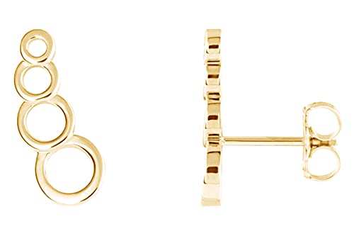 AFFY 14K Gold Plated 925 Sterling Silver Plain Minimalist dainty Stud Earrings Jewelry For Her Women Birthday Gift - color: Ear Climbers