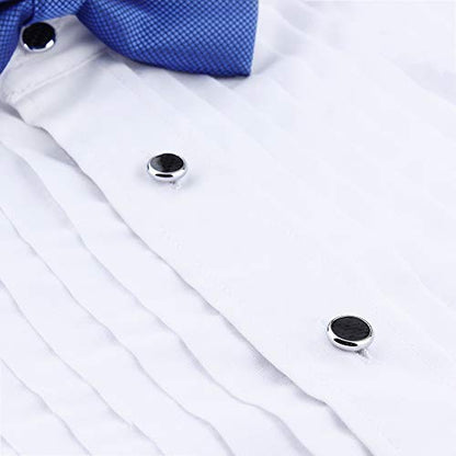 Mens Cufflinks and Tuxedo Studs Set in Gift Box (Carbon Fiber), Jewelry or Accessories in Gold Silver Black Tone, Matching with Shirts Vest and Bow tie, Suitable for Birthday Wedding Anniversary - color: 2+6 Black 1