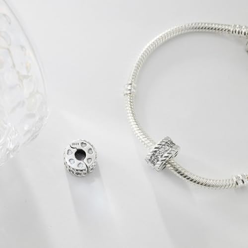 KEQ Clip Spacer Charm for Bracelet 925 Silver Pave Cubic Zirconia Clip Lock Stopper Bead Spacer For Women Bracelets Stopper Birthday Gifts European Openable Beads 2pcs - color: Love Twists