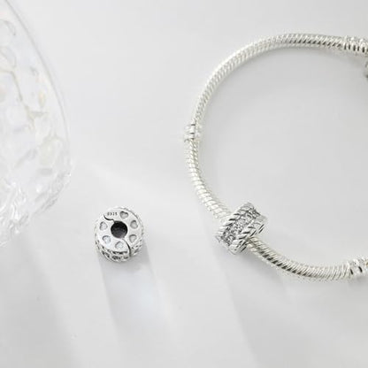 KEQ Clip Spacer Charm for Bracelet 925 Silver Pave Cubic Zirconia Clip Lock Stopper Bead Spacer For Women Bracelets Stopper Birthday Gifts European Openable Beads 2pcs - color: Love Twists