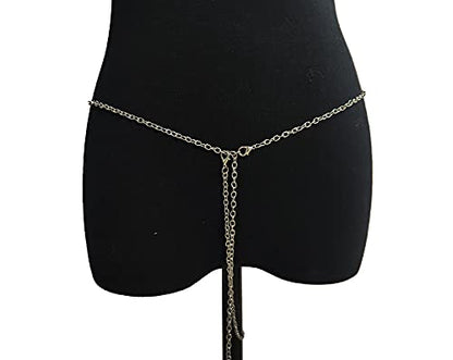 Women Sexy Rhinestone Waist Body Chain Crytal Sexy Letter Pendant Belly Waist Chain T-string Thong Body Jewelry - color: Cancer Letter