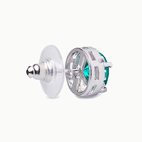 SWEETV Cubic Zirconia Stud Earrings, 8mm Round Cut, Rhinestone Hypoallergenic Earrings for Women & Girls | 9mm Round Cut Hypoallergenic 925 Sterling Silver Stud Earrings for Bridal Bridesmaid Prom Weddings Parties,Silver - color: 12.Cyan