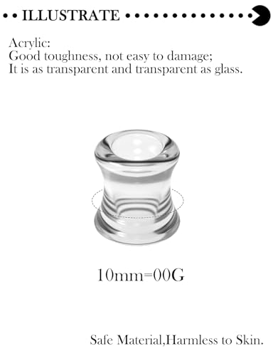6G-50mm Acrylic Hollow Gauges for Ear lightweight Tunnels Clear Double Flared Ear Flesh Plugs Tunnels Earrings for Women Men - color: 00G = 10mm